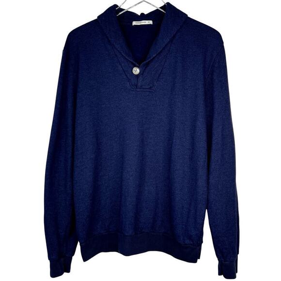Marine Layer Woodside Shawl Collar Pullover Sweater Navy Men's MEDIUM - Picture 2 of 5